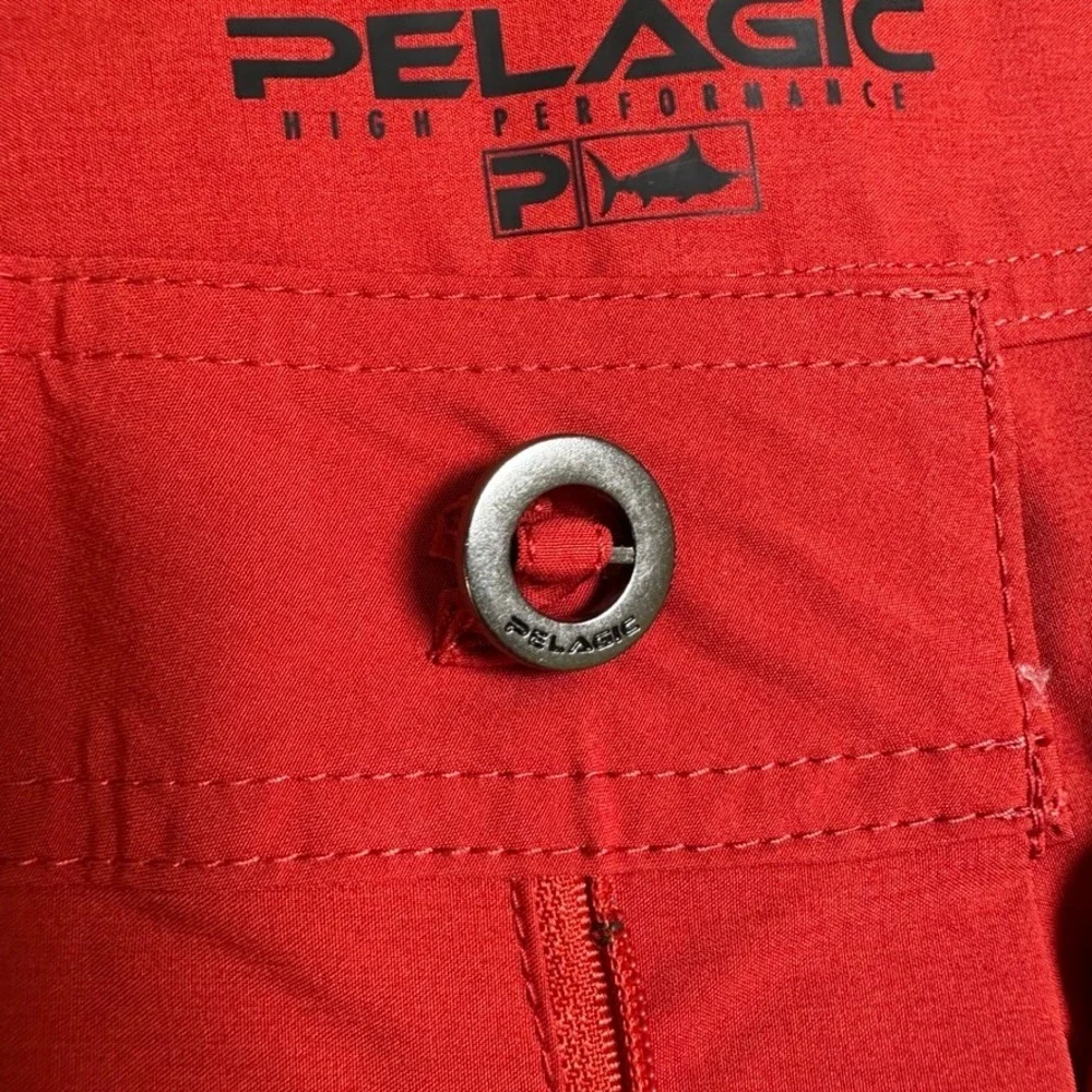 NWT Pelagic Deep Sea US Angler Fishing Shorts Red Grey Water Activated Mens 40